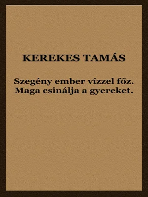 Borító: Szegény ember vízzel főz. Maga csinálja a gyereket.